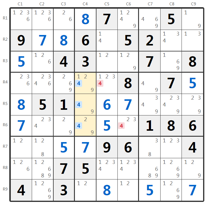 Esempio di Claiming nel Sudoku