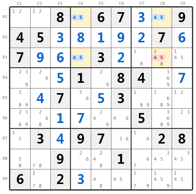 Esempio Unique Rectangle Type 1